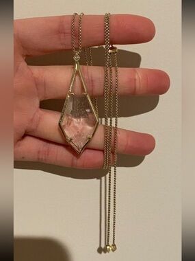 Gold-Tone Clear Crystal Pendant Kendra Scott adjustable Necklace
